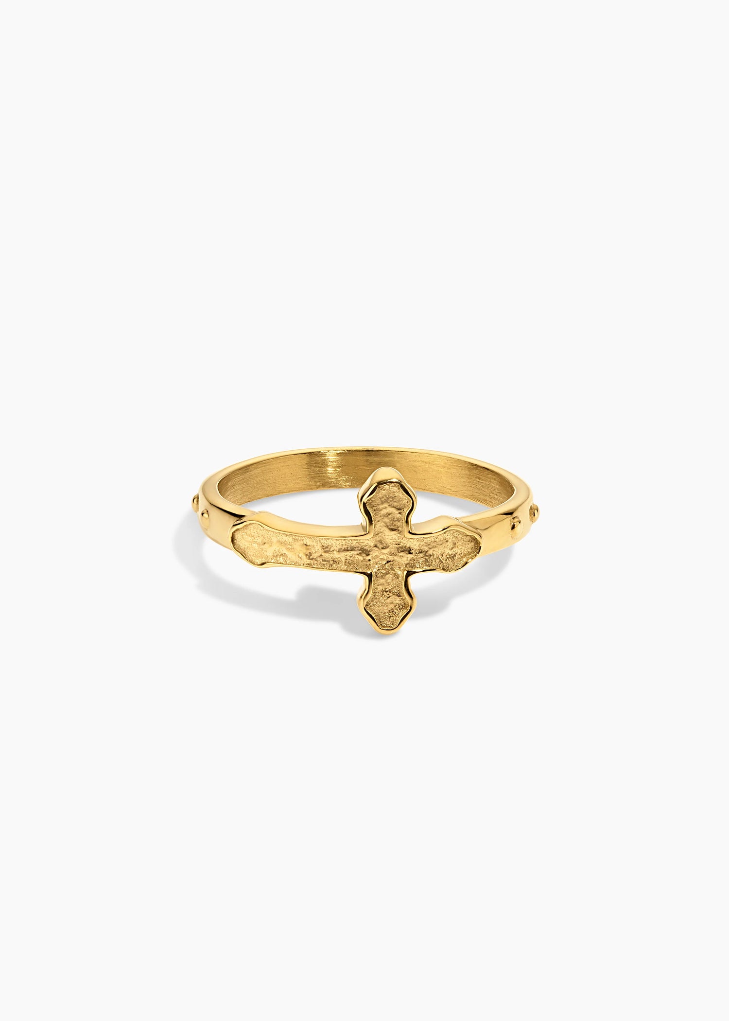 Zivarri Jewels 14kt Gold Plated Cross Ring on finger