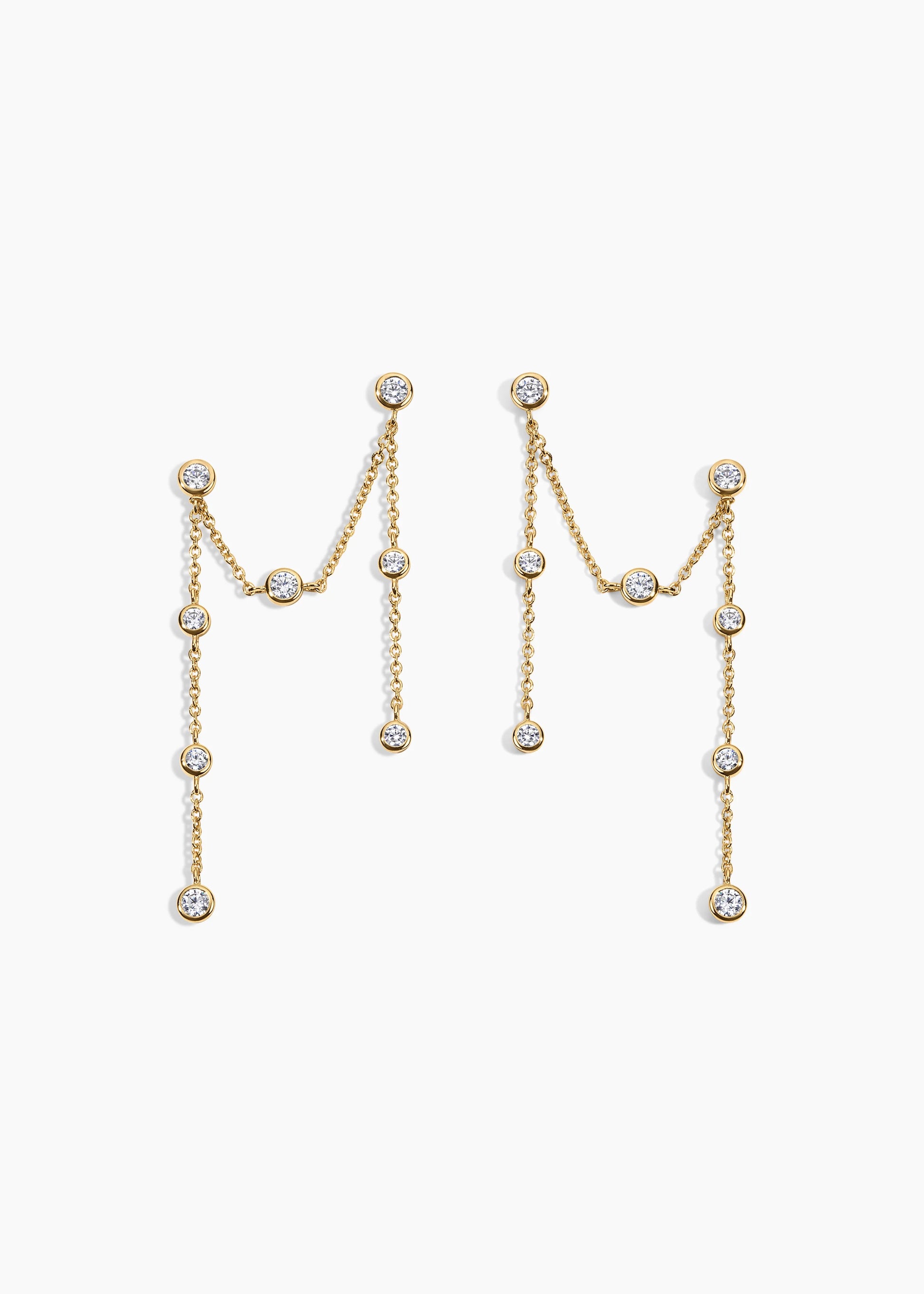 Zivarri Jewels Dewy Earrings - 14kt Gold Plated Climber Earrings with Crystals