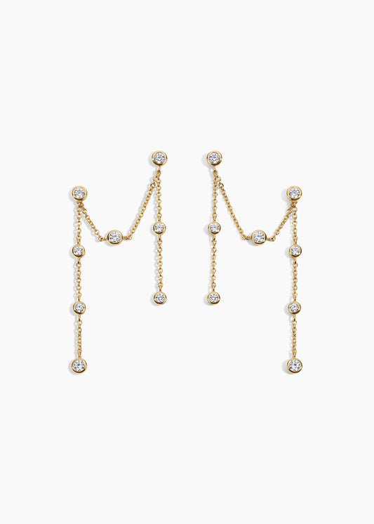 Zivarri Jewels Dewy Earrings - 14kt Gold Plated Climber Earrings with Crystals