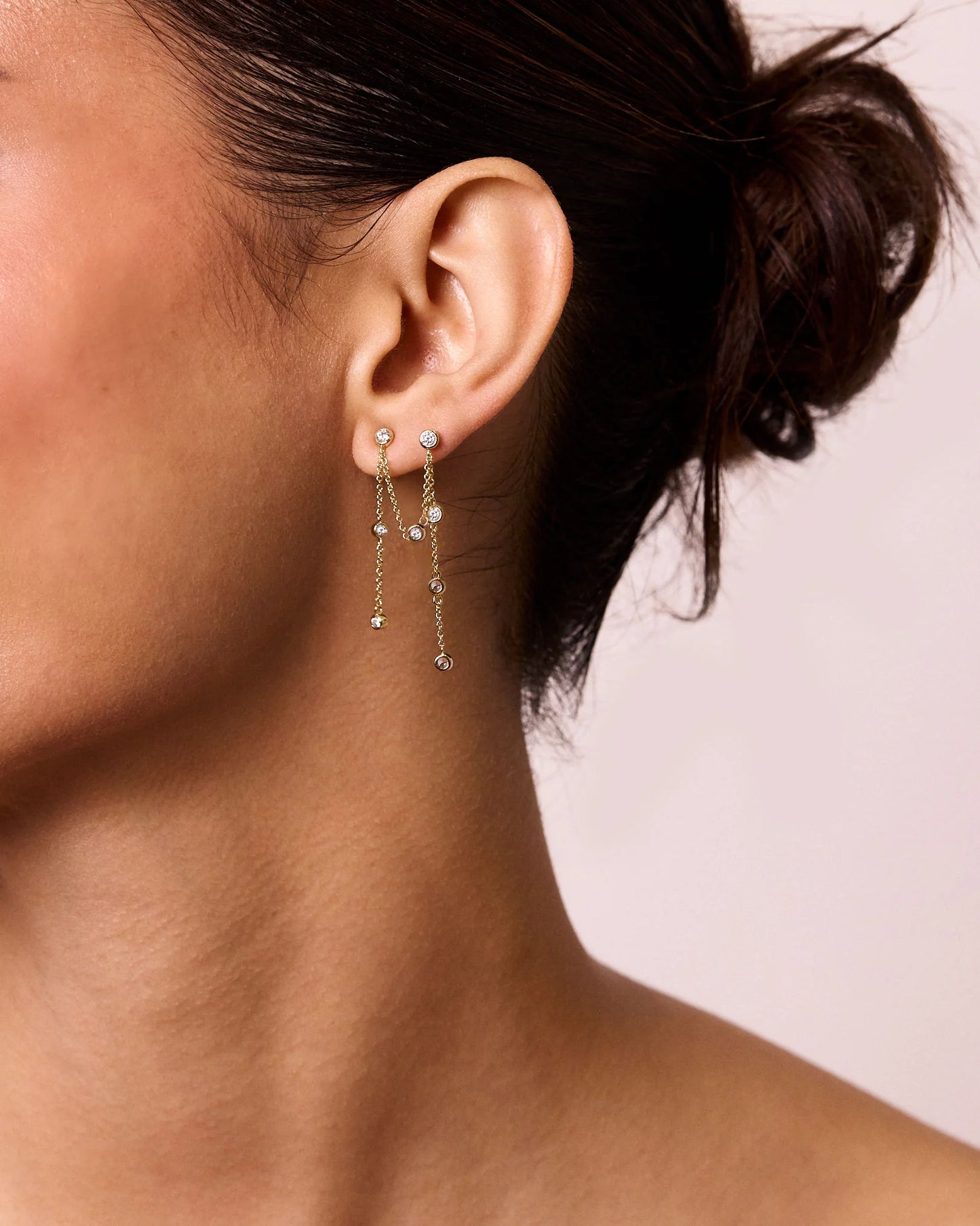 Zivarri Jewels Dewy Earrings - 14kt Gold Plated Crystal Climber Earrings