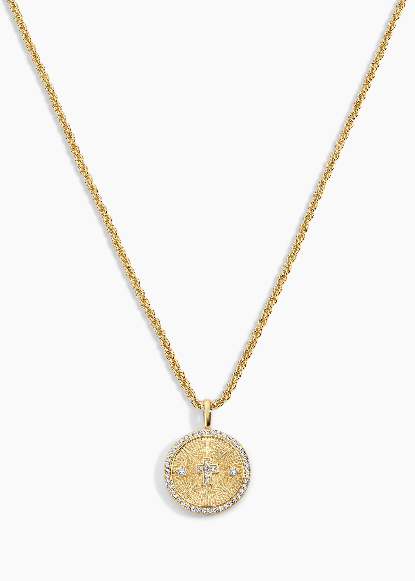 Zivarri Jewels Guardian Necklace - 14kt Gold Plated Cross Pendant with Crystal Embellishments on Twisted Rope Chain