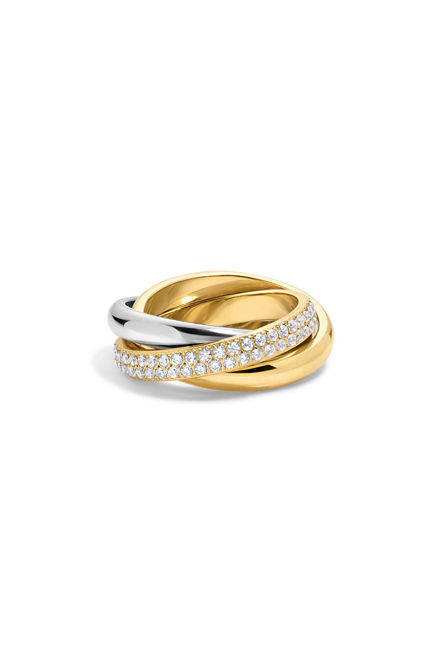 Zivarri Jewels How I Roll Ring stacked gold silver crystal ring