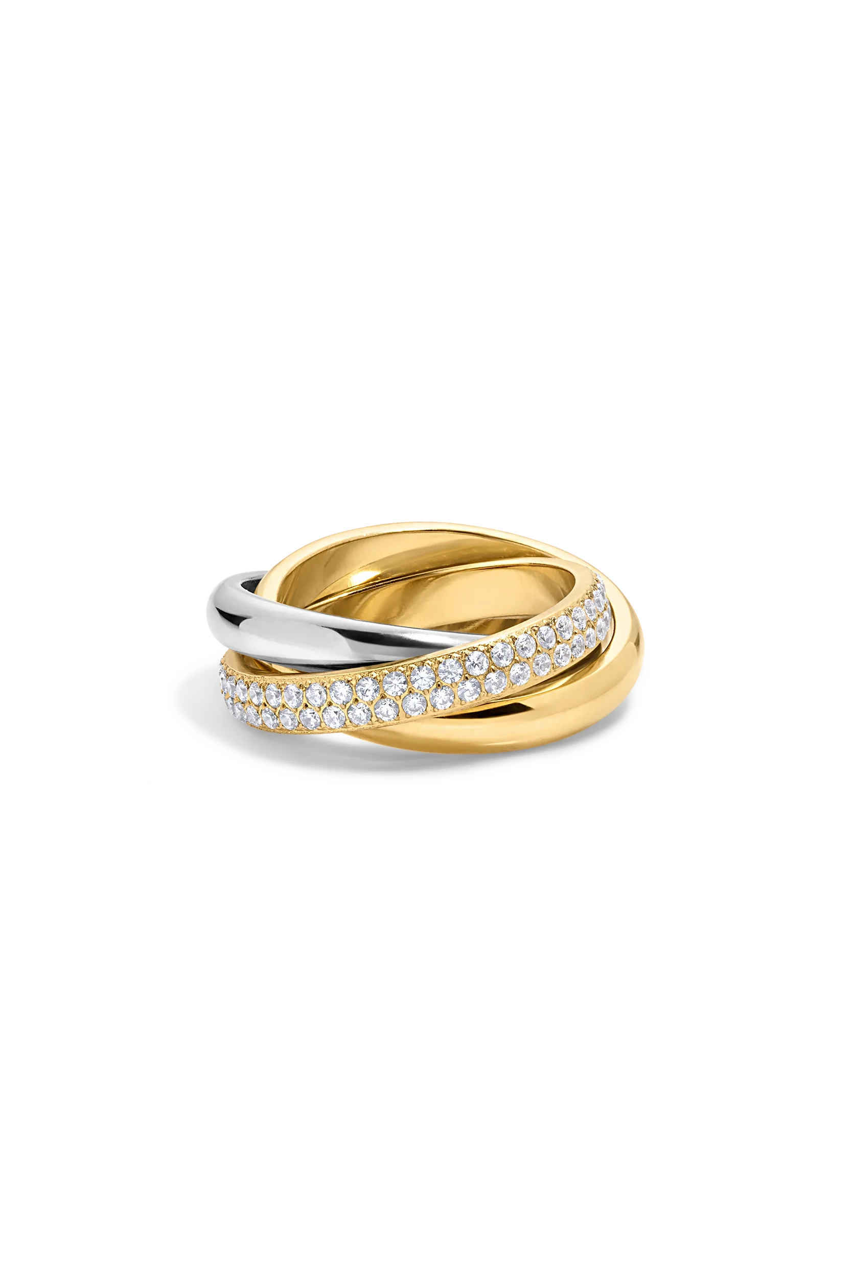 Zivarri Jewels How I Roll Ring stacked gold silver crystal ring