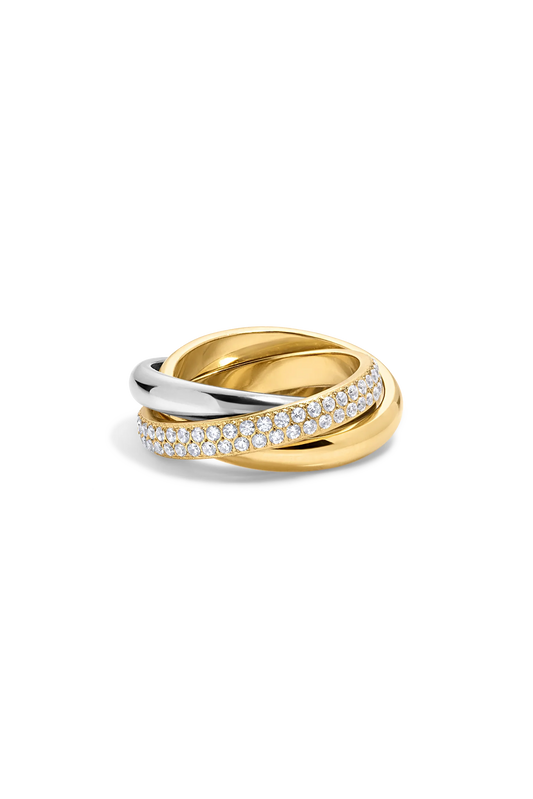 Zivarri Jewels How I Roll Ring stacked gold silver crystal ring