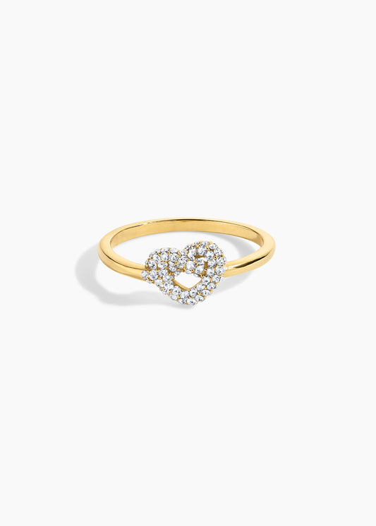 Zivarri Jewels Knot Over It Ring - 14kt Gold Plated Sculptural Knot Ring with Pavé Crystals