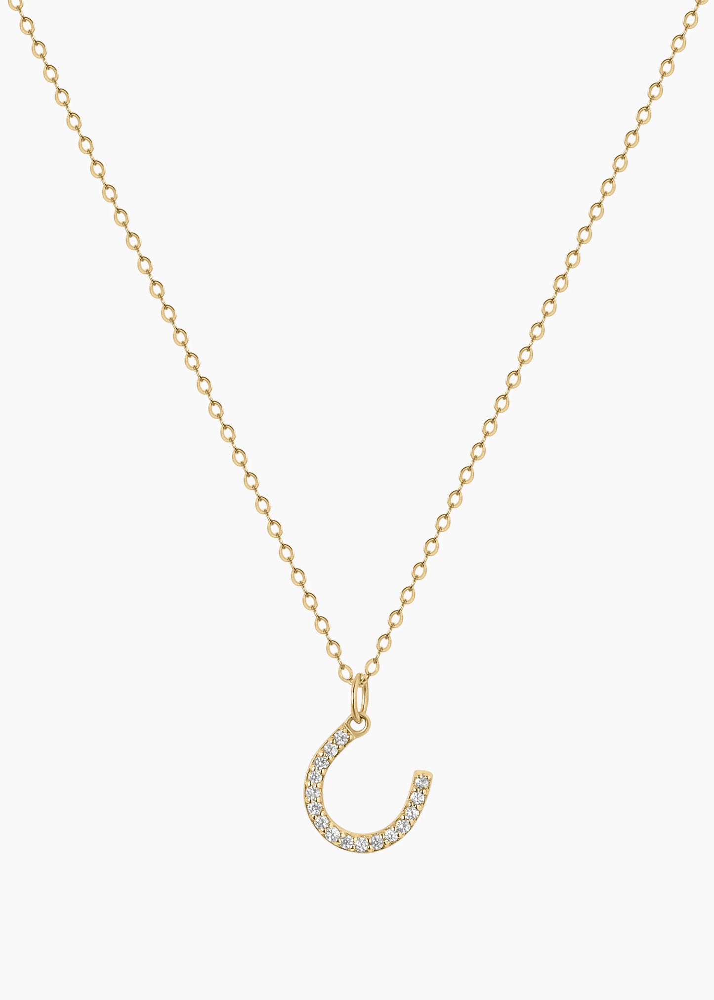 Zivarri Jewels Lucky Charm Necklace with white crystal accents and horseshoe charm