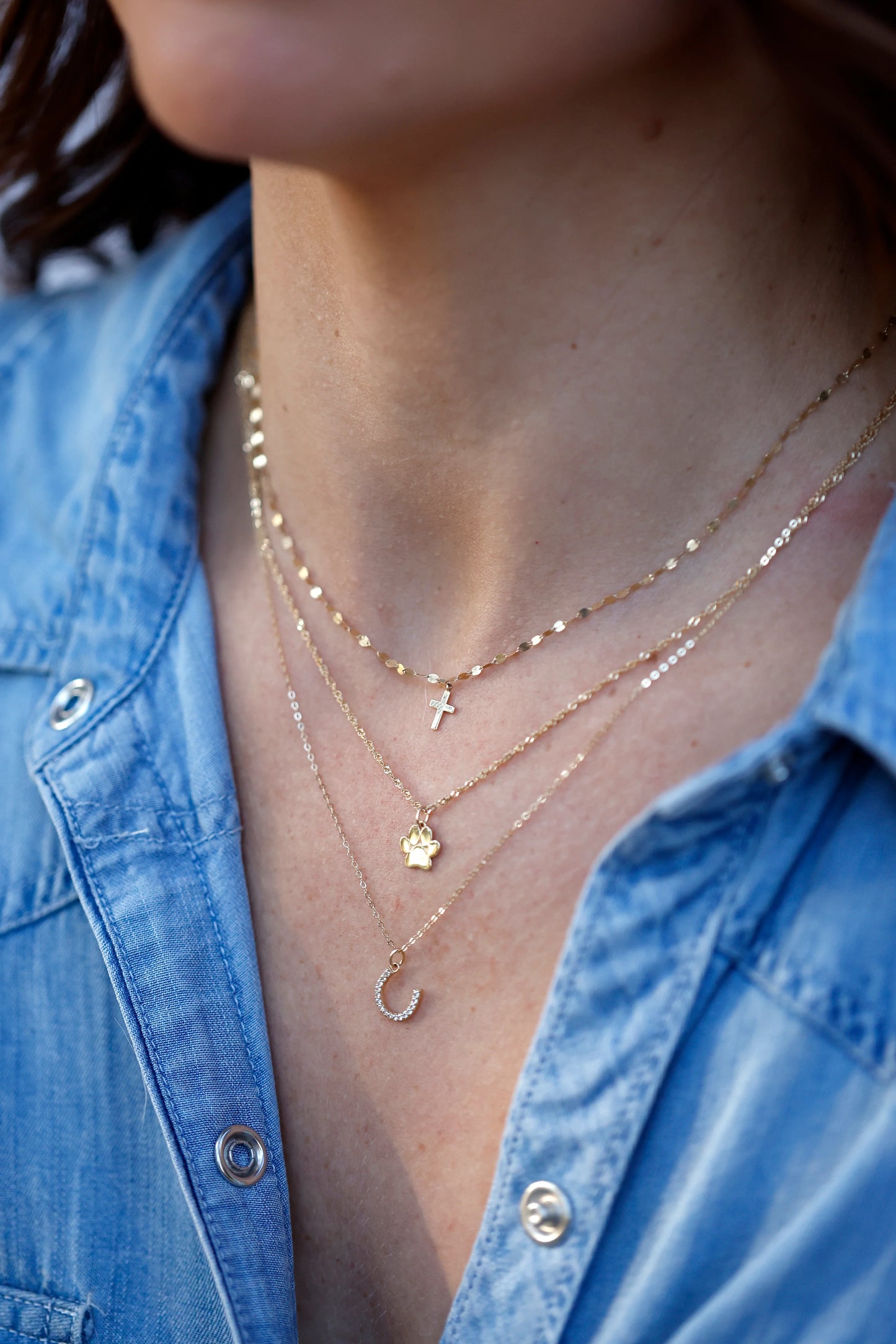 Zivarri Jewels Lucky Charm Necklace - 14kt Gold Plated with White Crystal Accents